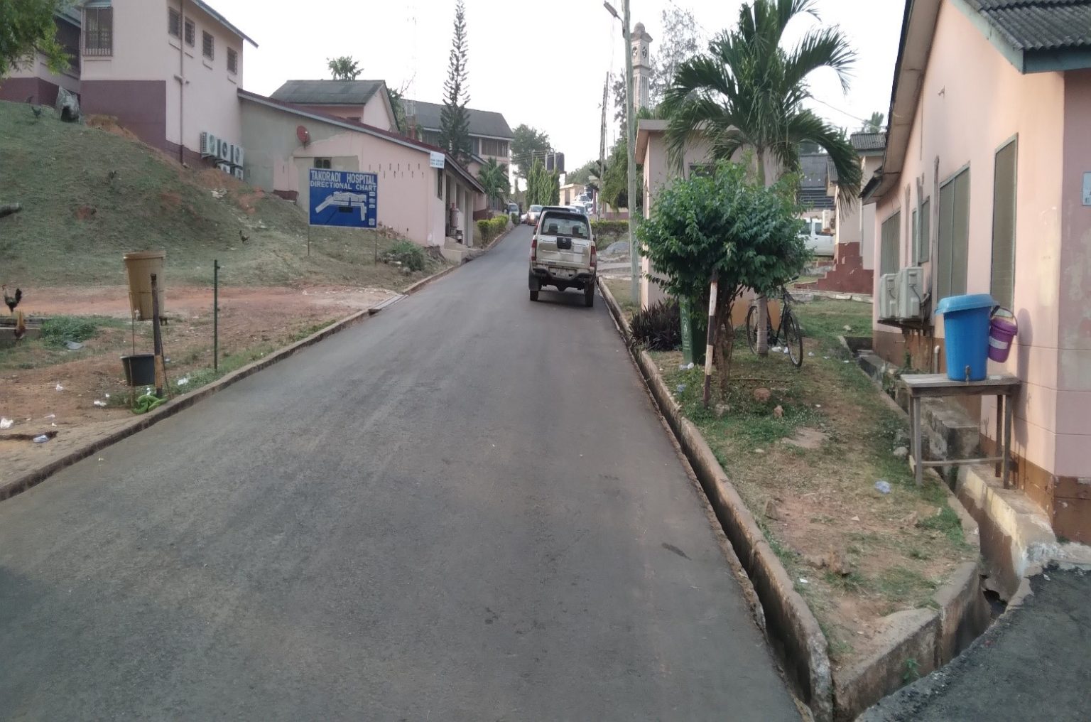 Laying of Asphalt Binder Course on Road behind Lands Commission, Sekondi